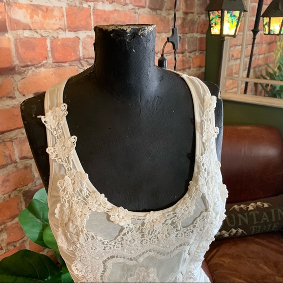 Lace Battenberg White Cami Camisole Sleeveless Fancy Figure Flattering L Large - Picture 5 of 16